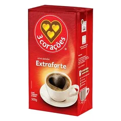 3 Corações Café Torrado e Moído Extra Forte, 500g vácuo