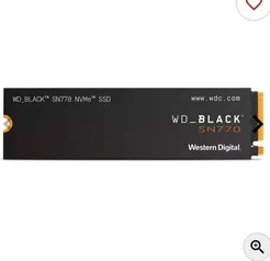 SSD WD BLACK SN770, 1TB, M.2 2280, PCIE NVME, LEITURA 5150 MB/S, GRAVACAO 4900 MB/S, WDS100T3X0E