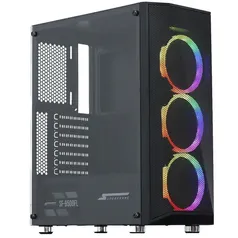 Gabinete Gamer SuperFrame Flow, Mid Tower, RGB, Vidro Temperado, ATX, Black, Sem Fonte, Com 3 Fans