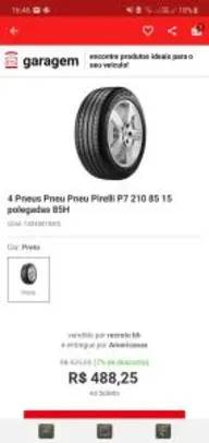 4 Pneus Pneu Pirelli P7 210 85 15 polegadas 85H - R$473