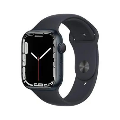 Apple Watch Series 7 GPS, 45mm caixa Meia-noite de alumínio Pulseira esportiva meia-noite