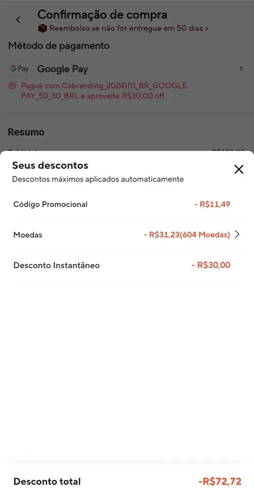 Imagem na descrição da promoção