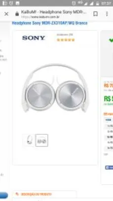 Headphone Sony MDR-ZX310AP/WQ Branco - R$59,90