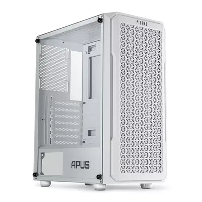 GABINETE GAMER PICHAU APUS WHITE, MID-TOWER, LATERAL DE VIDRO TEMPERADO, COM 3 FANS, BRANCO