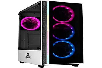 Gabinete Gamer Redragon Grapple RGB Branco sem Fans GC-607WH, Preto, ÚNICO