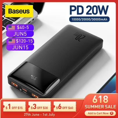 Carregador Portátil Power Bank Baseus 10000mAh PD 20W