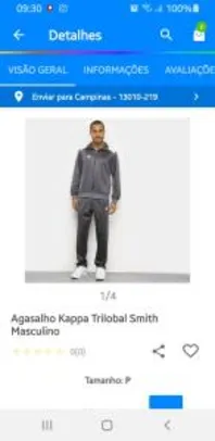 Agasalho Kappa Trilobal Smith Masculino Tam P | R$ 80