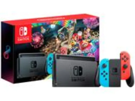 (Ouro/Magapay)Nintendo Switch 32GB 2 Controles + Mario Kart 8