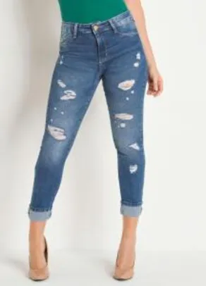 Calça Jeans Cropped com Barra Dobrada - Sawary R$95