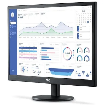 Monitor AOC Led E970SWHNL Tela 18.5" HDMI VGA Anti Reflexo