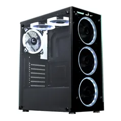 Gabinete Rise Mode Glass 06, Frente e Lateral em Vidro, Preto - RM-CA-06-FB