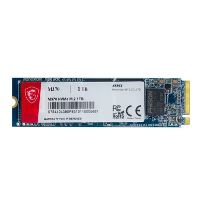 SSD MSI M370, 1TB, M.2 2280, PCIe NVMe, Leitura 2400 MB/s, Gravacao 1750 MB/s, M370N1TB OEM