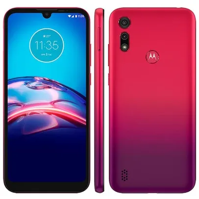 Smartphone Motorola Moto e6s Vermelho Magenta 64GB, Tela Max Vision de 6.1", Câmera Traseira Dupla, Android 9.0, Processador Octa-Core e 2GB de RAM