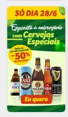 50% de desconto em todas as cervejas especiais