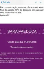 40% OFF em livros selecionados na Editora Saraiva