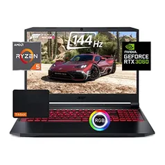 Acer Nitro 5 15.6 144Hz FHD Gaming Laptop, AMD Ryzen 5 5600H, Nvidia GeForce RTX 3060, RGB BK Windows 11 w/Mouse Pad (16GB RAM | 512GB PCIe SSD)