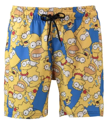 Bermuda Água Masculina Os Simpsons Amarelo