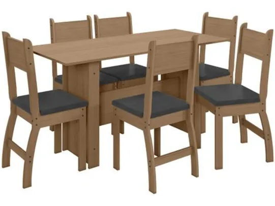 Mesa de Cozinha 6 Cadeiras Retangular Milano - J58080 Poliman Móveis | R$ 578
