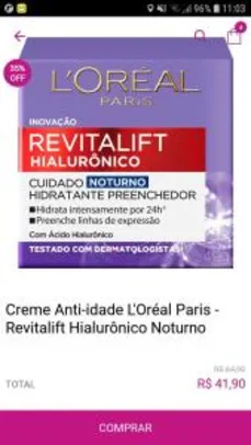Creme Anti-idade L'Oréal Paris - Revitalift Hialurônico Noturno | R$41