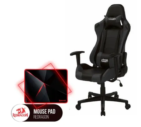 Cadeira Gamer MoobX GT Racer Preto + Moupad Redragon Capricorn Vermelho | R$559