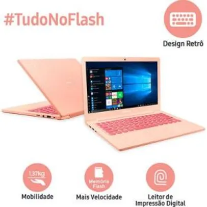 Notebook Flash F30 Intel Celeron 4GB 64GB SSD Full HD LED 13.3" W10 Coral - Samsung