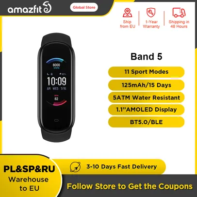 Smartwatch Amazfit Band 5 Global com Alexa