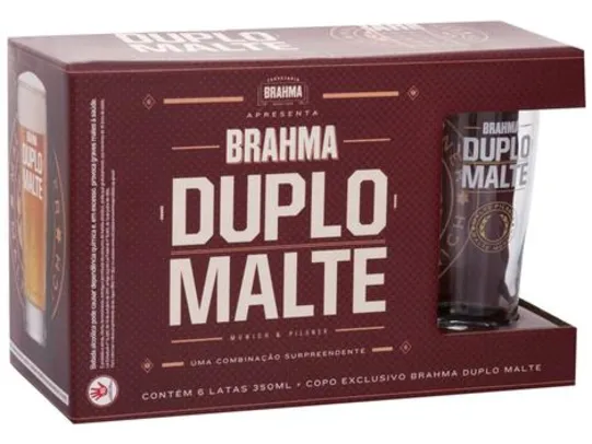 Kit Cerveja Brahma Duplo Malte Lager 6 Unidades - 350ml com Copo | R$20