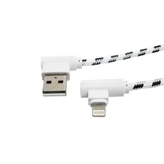 Cabo iPhone Husky Technologies, Preto e Branco, USB-A x Lightning 90º, 1 metro - ARGA005