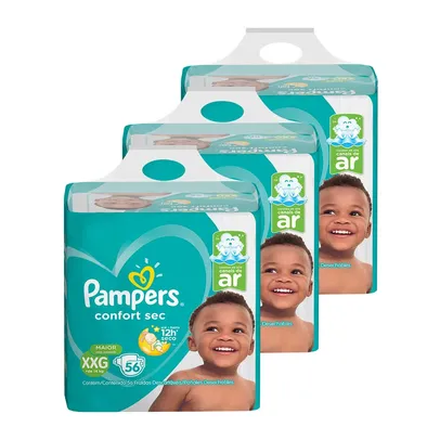 Kit de Fraldas Pampers XXG Confort Sec Super - 168 Unidades