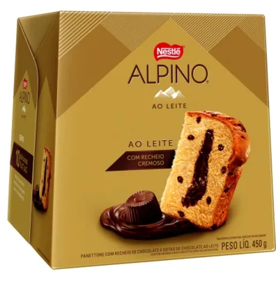 Panettone com gotas E recheio cremoso chocolate alpino nestlé caixa 450G