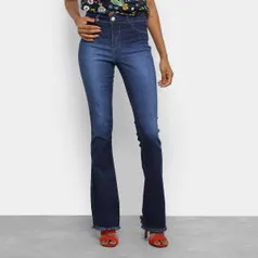 Calça Jeans Flare Coffee Estonada Cintura Média Feminina - Azul R$51