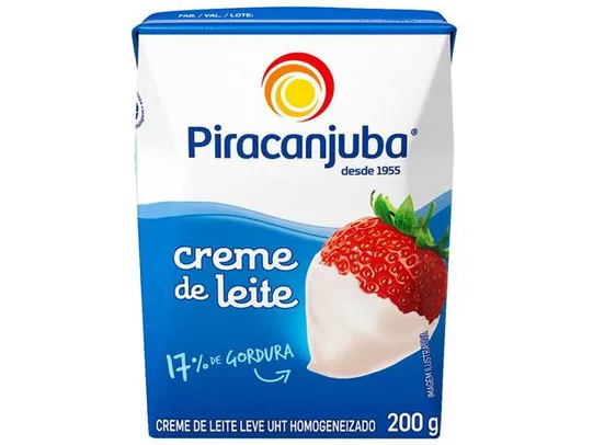 [APP + CLIENTE OURO] Creme de Leite Integral Piracanjuba - 200g | R$1,67