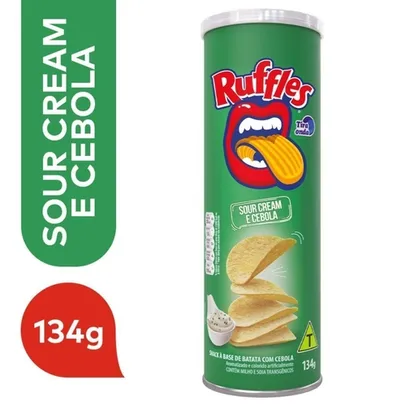 [6 UNIDADES] Salgadinho a Base De Batata Sour Cream e Cebola Ruffles Tira Onda Elma Chips Tubo 134g