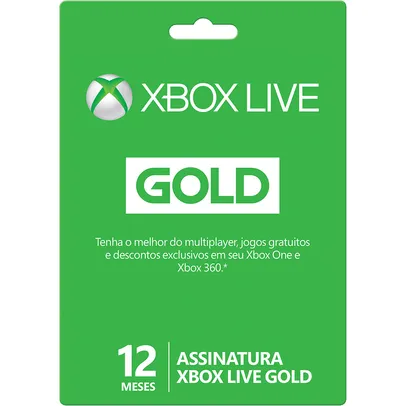 Live Card Microsoft Gold 12 Meses para Xbox 360 e Xbox One