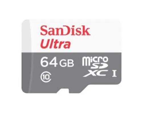 Cartão Micro SD Sandisk 64GB 80mb/s Sdxc Cl 10 Lacrado - R$44