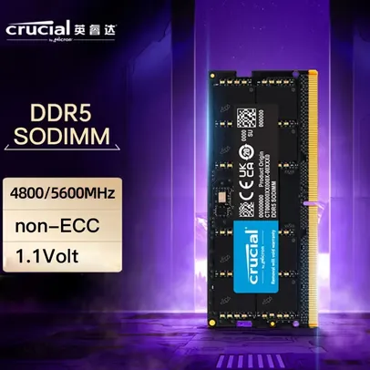 Memória RAM Crucial SODIMM 16GB DDR5 4800MHz 1.1v 