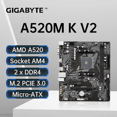 [ Taxa Inclusa ] Placa mãe Gigabyte  Micro ATX Amd A520M K V2 DDR4 5100(OC) MHz M.2 pcie 3.0