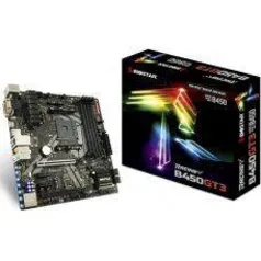 PLACA MÃE BIOSTAR RACING B450GT3, CHIPSET B450, AMD AM4, MATX, DDR4 - R$489