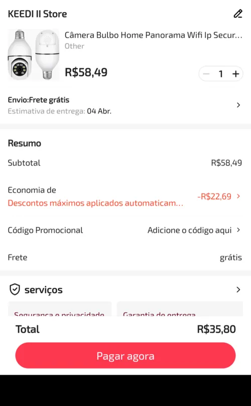 Imagem na descrição da promoção