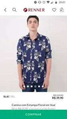Camisa masculina estampa floral - R$40