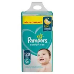 Fralda Pampers Confort Sec G com 128 60% Off na segunda unidade