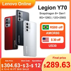 Smartphone Lenovo Legion Y70, 6.67'' 144hz Oled, Snapdragon 8 + Gen1, 50mp Câmera Tripla, 68w