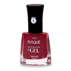 [Rec / 10un] Esmalte Risqué Diamond Gel Vinho Bordô Cremoso 9,5 Ml