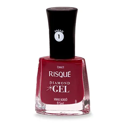 [Rec / 10un] Esmalte Risqué Diamond Gel Vinho Bordô Cremoso 9,5 Ml