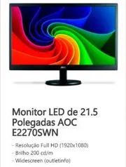  [Balão da Informática] Monitor LED AOC 21,5" E2270SWN por R$463