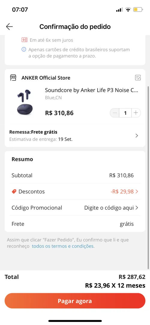 Imagem na descrição da promoção