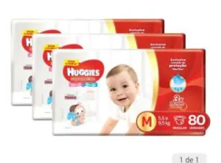 Kit Fraldas Huggies Turma da Mônica Supreme Care - Tam. M. 3 Pacotes com 80 Unidades Cada