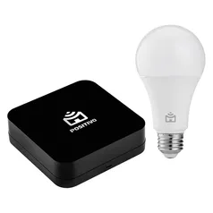 Controle Remoto Universal Preto + Lâmpada LED Bulbo 9W Branca + RGB Bivolt E27 Positivo Smart Lâmpada Wi-Fi