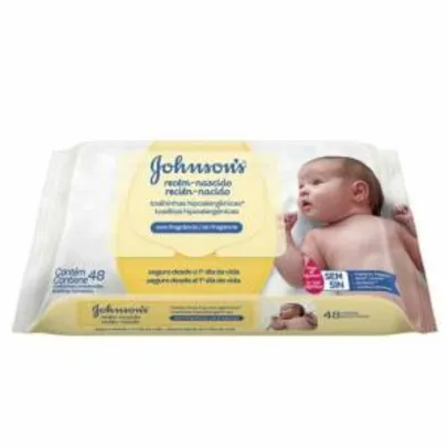 6 pacotes de Lenços Umedecidos Johnson's Baby Recém-Nascido Sem Fragrância 48 unid. Cada.