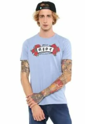 Camiseta Ride Skateboard Manga Curta Estampada Azul